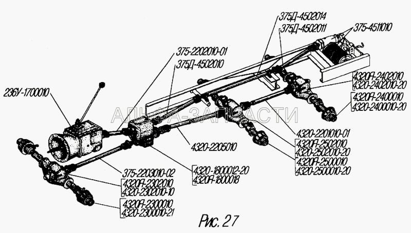 Карданная передача (4320-2400010-20 Мост задний в сборе) 