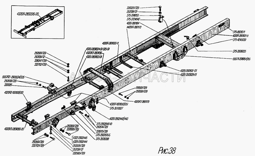 Рама (4320Я-1001050 Кронштейн двигателя задний правый) 