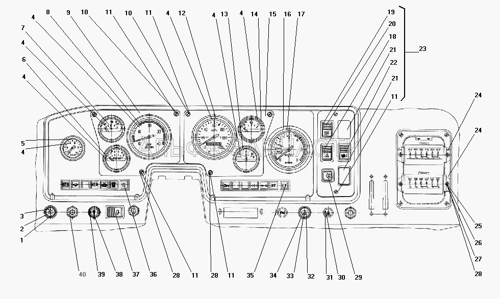 Панель приборов (П147-3709000-03.11 Переключатель отопителя кабины) 