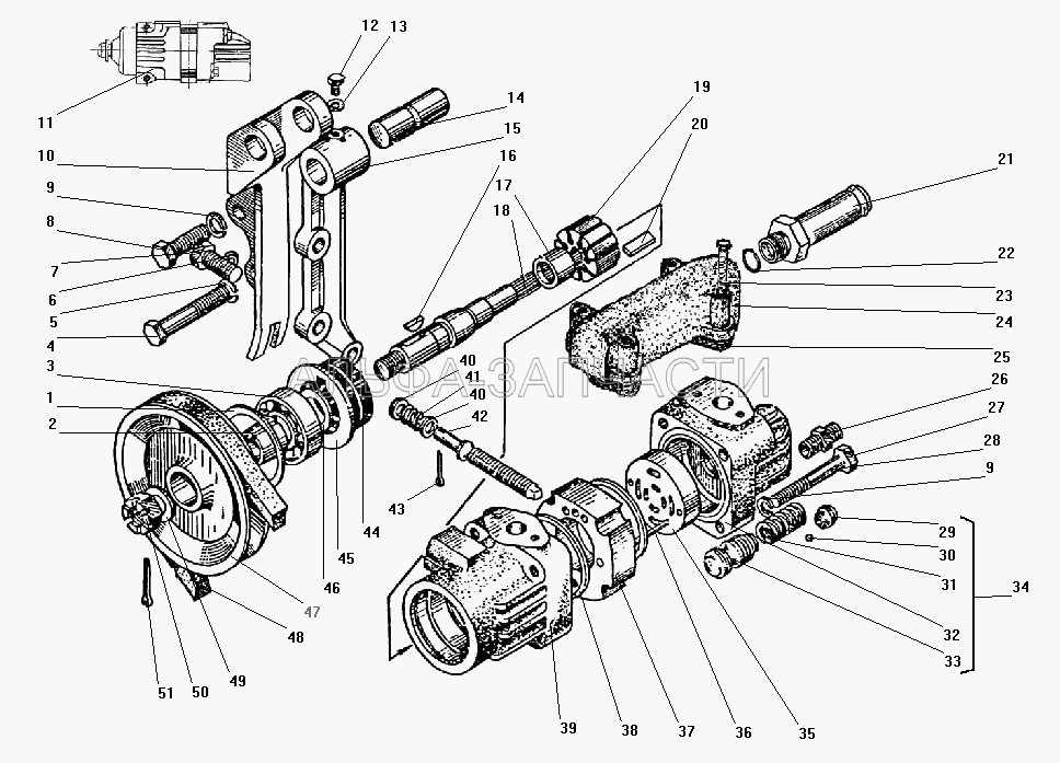 Насос гидроусилителя руля (200323-П29 Болт М10-6gх70) 