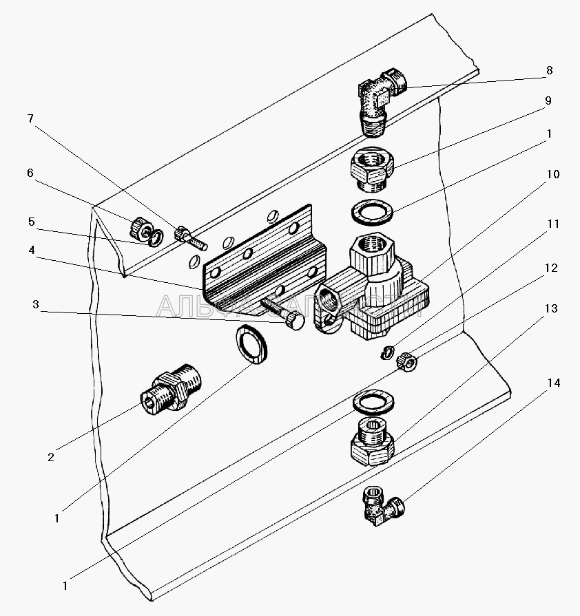 Установка двухмагистрального клапана (250511-П29 Гайка М8-6Н) 
