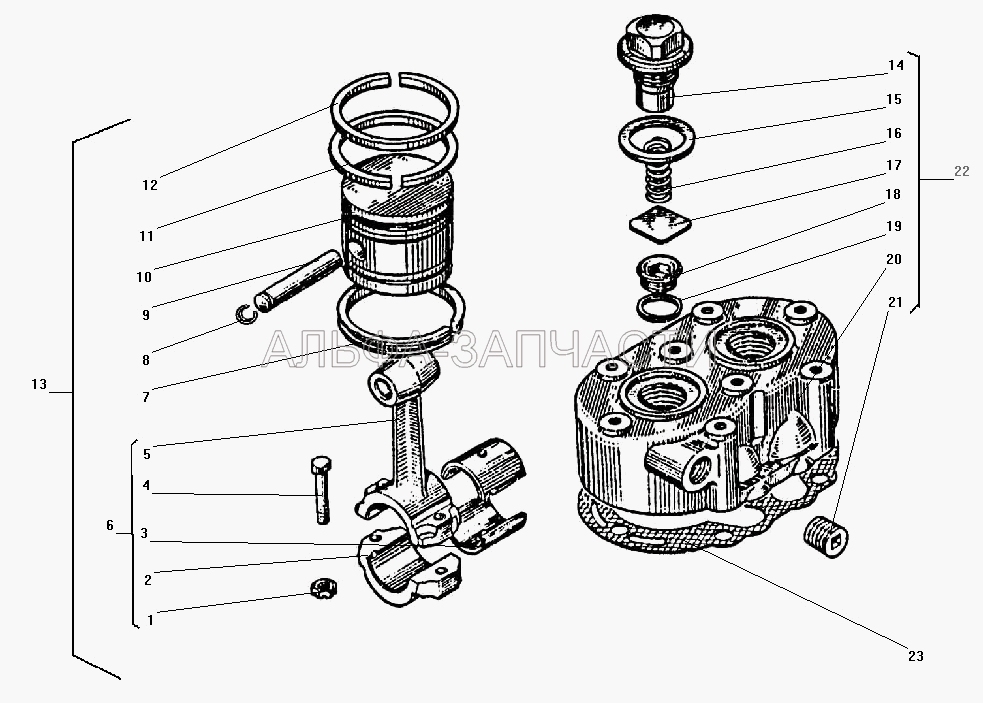 Головка и поршень компрессора  
