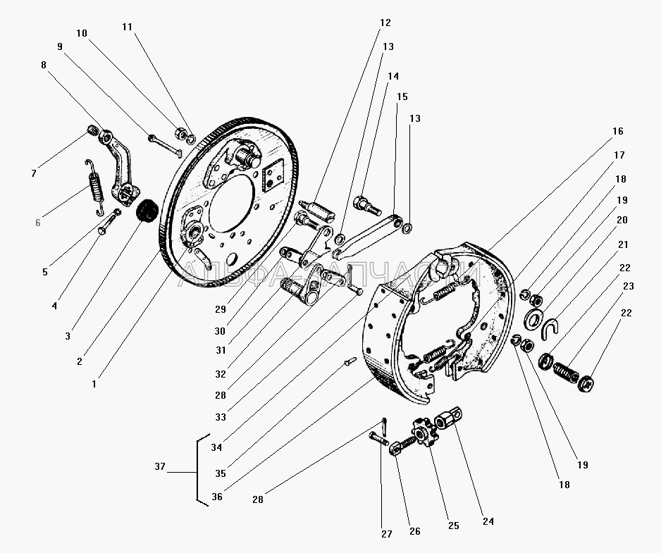 Стояночный тормоз (375-3507020-02 Накладка фрикционная) 