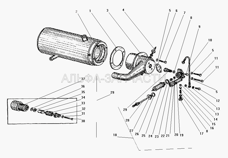 Котел (теплообменник) предпускового подогревателя (Ар20-1112145 Фильтр) 