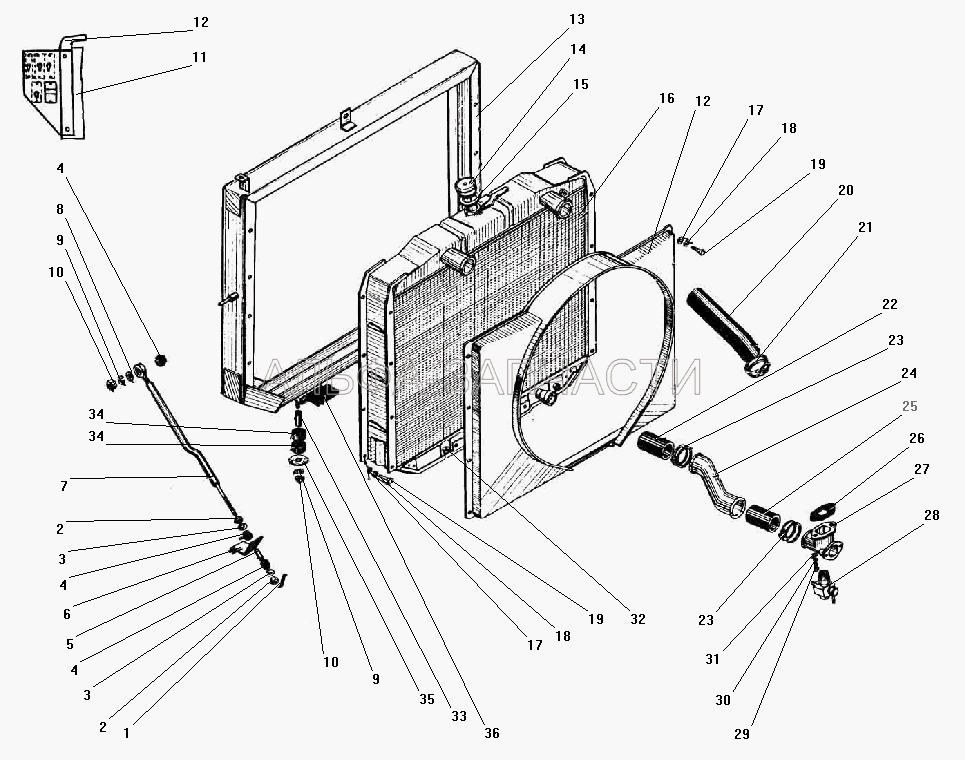 Радиатор системы охлаждения (252137-П2 Шайба 12 пружинная) 