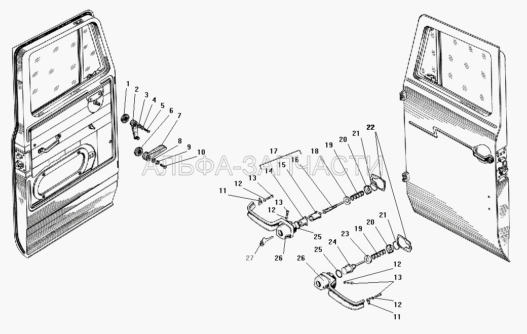 Ручки двери (375-6104100-01 Ручка в сборе) 