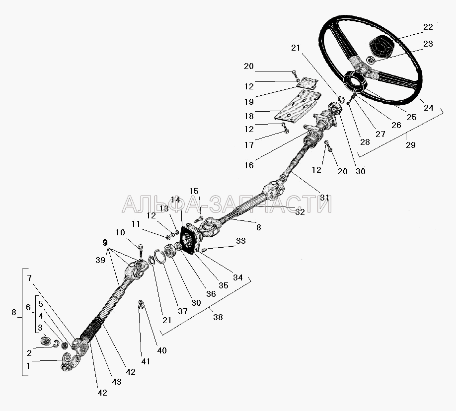 Колесо и вал рулевого управления  