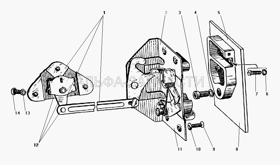 Замок двери (377-6105012-01 Замок двери правый в сборе) 