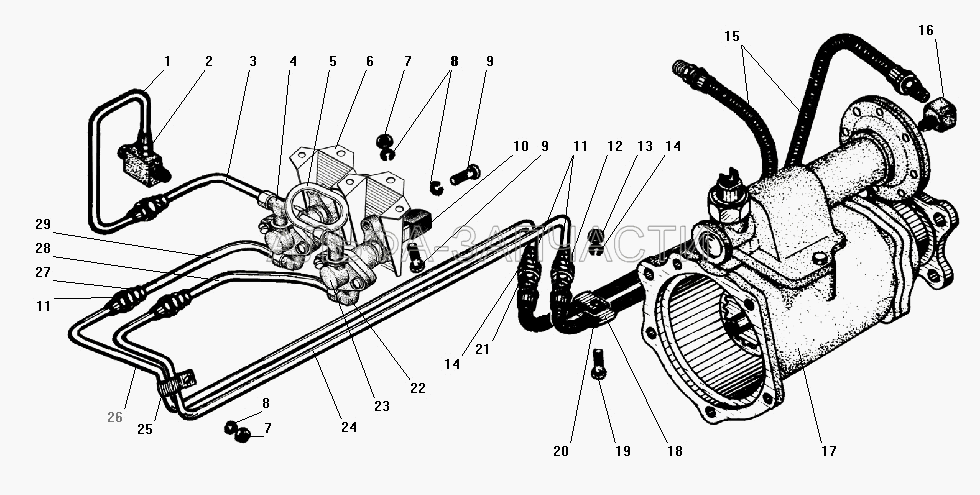 Установка пневмоуправления ДОМ, БМКД (339520-П29 Угольник М10х1 К1/8