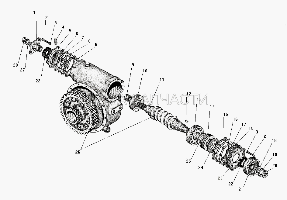 Редуктор лебедки (312А Подшипник шариковый) 