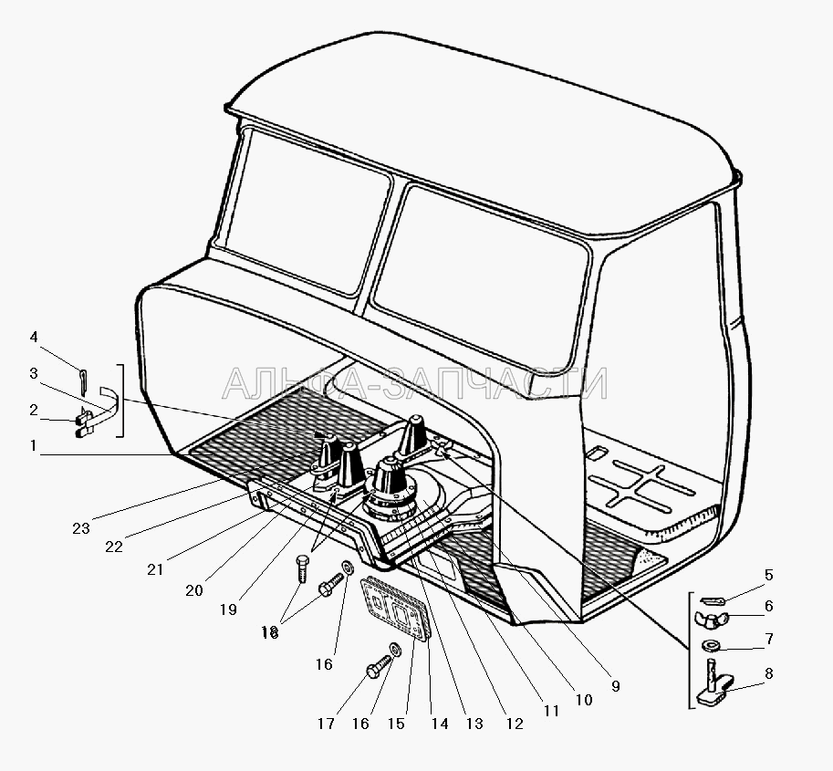 Уплотнители рычагов и коврики пола кабины (252038-П29 Шайба 8,5) 