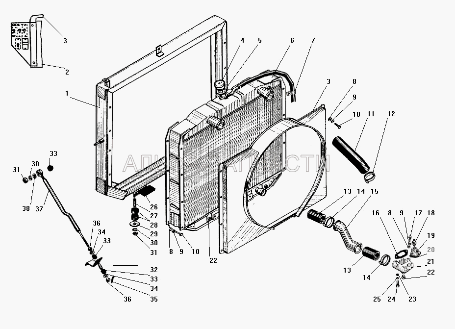 Радиатор системы охлаждения (250512-П29 Гайка М10) 