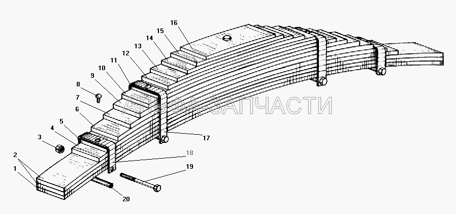 Задняя рессора (55571-2912101 Лист рессоры N1) 