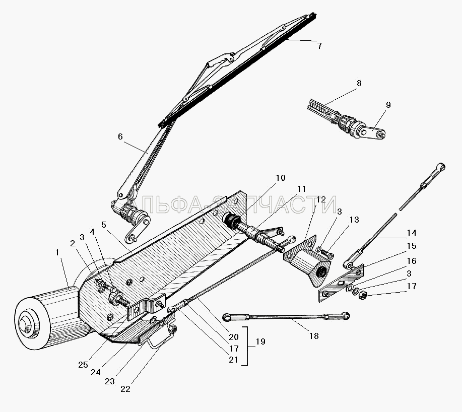 Стеклоочиститель и его привод (16.3730000 Электродвигатель стеклоочистителя) 