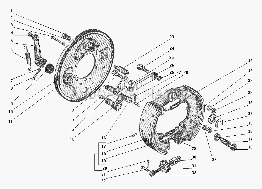 Стояночный тормоз (375-3507020-02 Накладка фрикционная) 