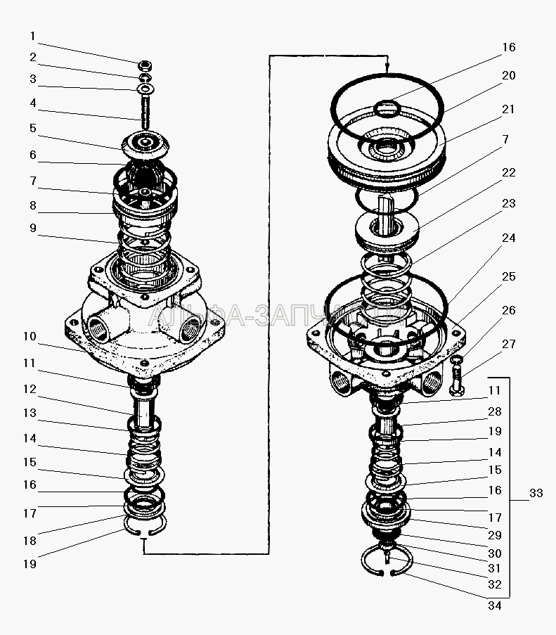 Детали тормозного двухсекционного крана (250508-П29 Гайка М6-6Н) 