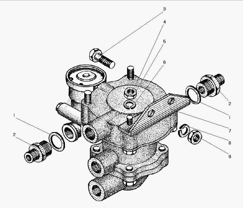 Установка клапана прицепа с защитным клапаном (252135-П2 Шайба 8 пружинная) 