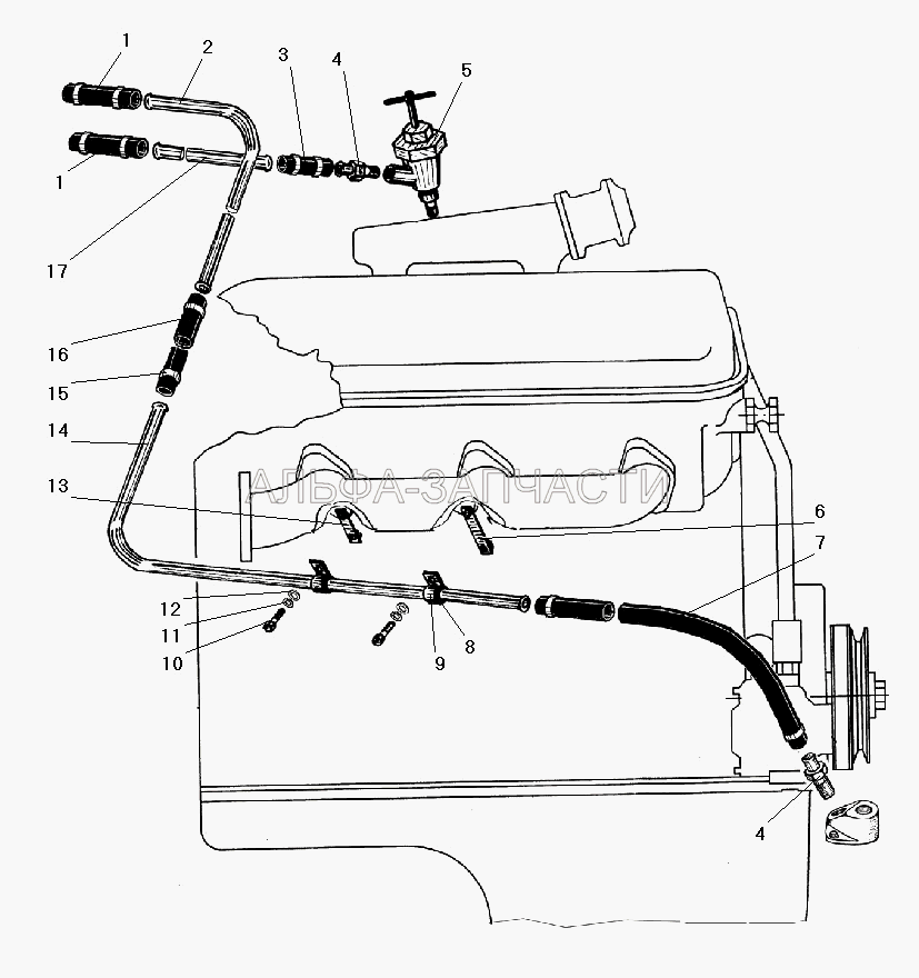 Трубопроводы системы отопления кабины (252038-П29 Шайба 8,5) 