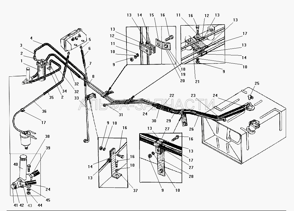 Трубопроводы и шланги системы питания (204А-1105510-Б Фильтр грубой очистки топлива (ФГО) в сборе) 