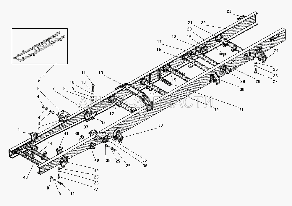 Рама (4320Я-1001050 Кронштейн двигателя задний правый) 