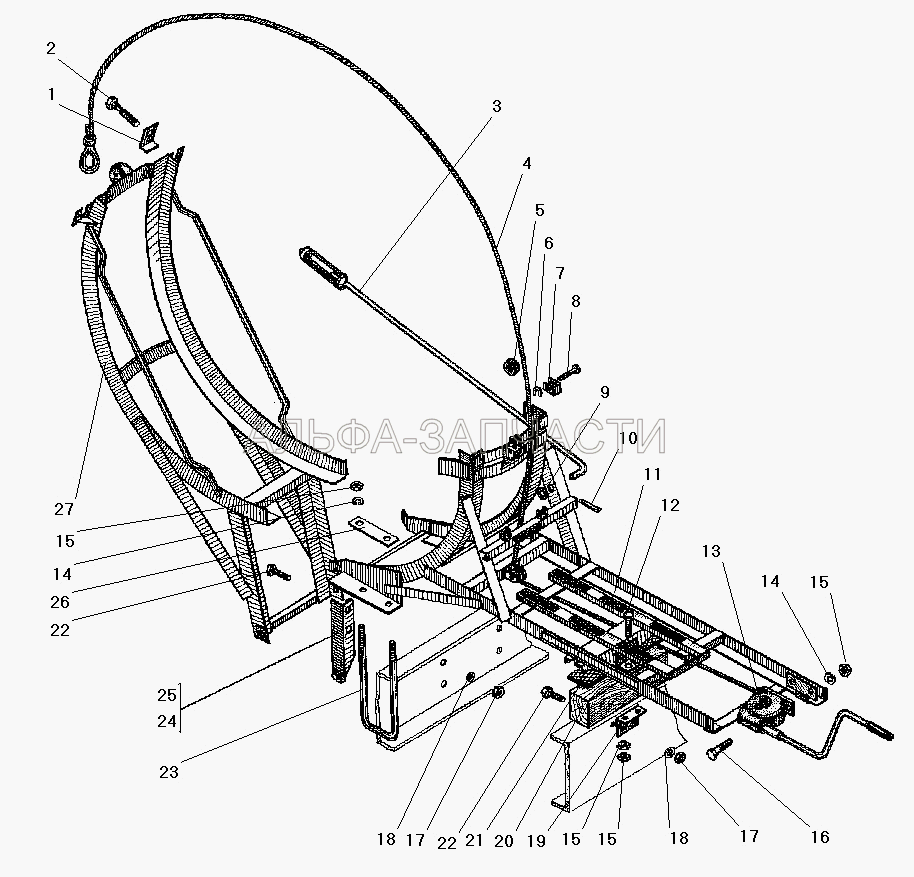 Вертикальный держатель запасного колеса (250559-П29 Гайка М14х1,5-6Н) 