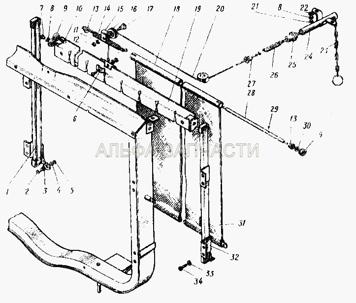 Штора радиатора (375-1310285 Валик шторы с полотном в сборе) 