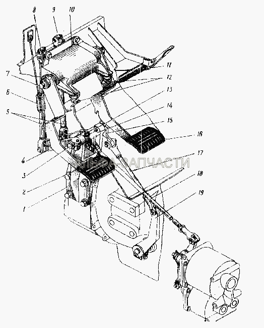 Привод педалей сцепления и тормоза (250510-П29 Гайка М8-6Н) 