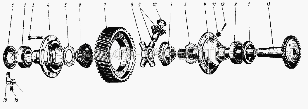 Дифференциал и полуось (375-2403010-02 Дифференциал в сборе) 