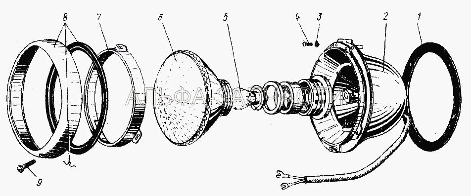 Фара (ФГ122-3711300-Б Ободок фары наружный в сборе) 