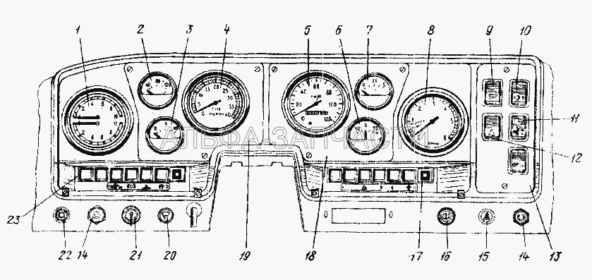 Щиток приборов (П147-3709000-03.11 Переключатель отопителя кабины) 