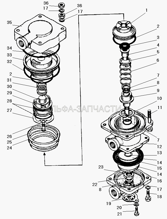Клапан управления тормозами прицепа (100-3522037 Кольцо О-образное) 