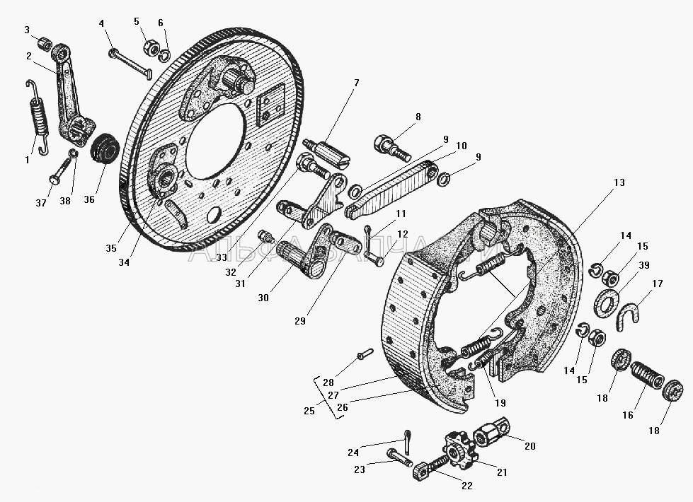 Стояночный тормоз (375-3507020-02 Накладка фрикционная) 