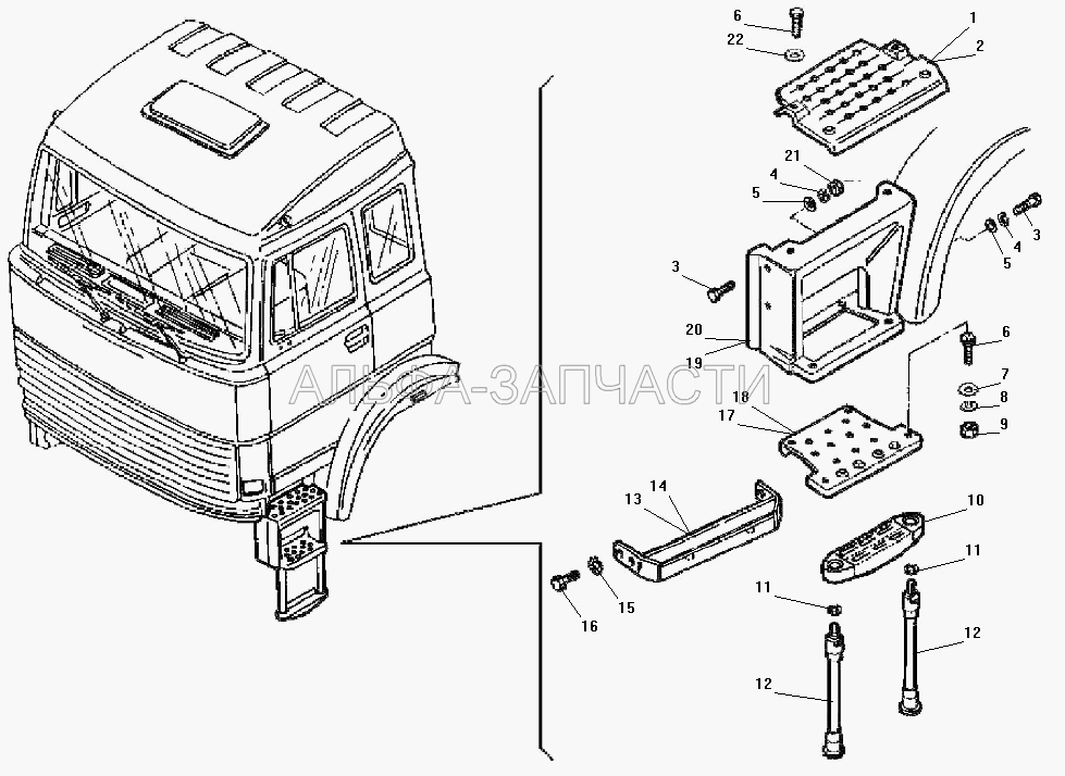 Установки подножек (201454-П29 Болт М8-6gх16) 