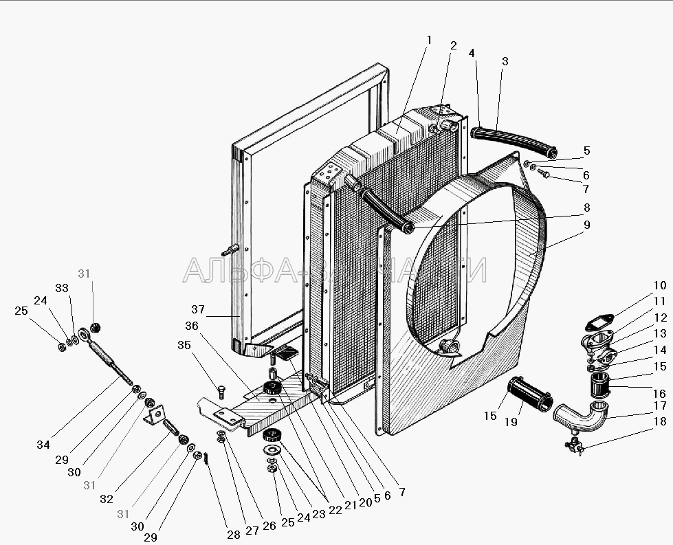 Радиатор системы охлаждения (250514-П29 Гайка М12-6Н) 