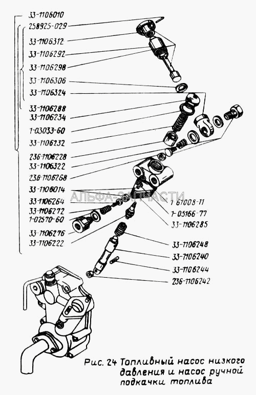 Топливный насос низкого давления и насос ручной подкачки топлива  