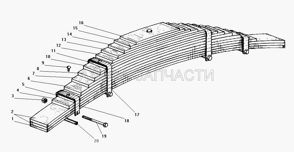 Задняя рессора (55571-2912101 Лист рессоры N1) 