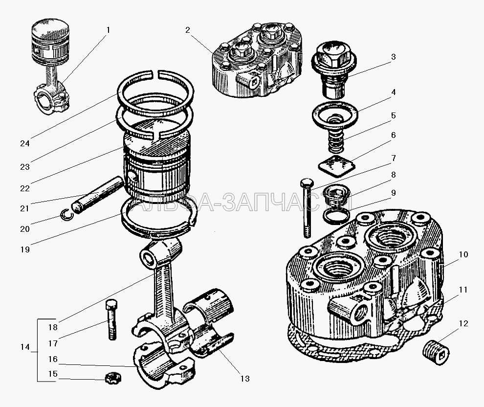 Головка и поршень компрессора (130-3509190-40 Шатун) 