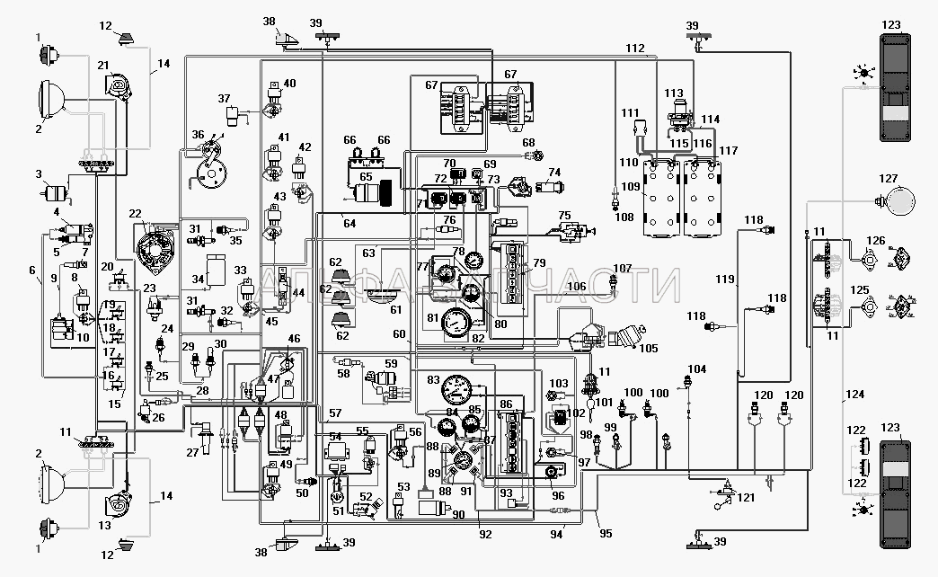 Схема электрооборудования (П147-3709000-07.09 Переключатель стеклоочистителя) 