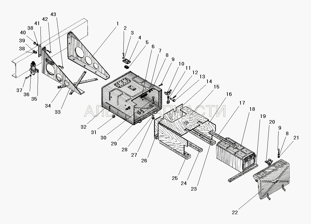 Установка аккумуляторных батарей (250508-П29 Гайка М6-6Н) 