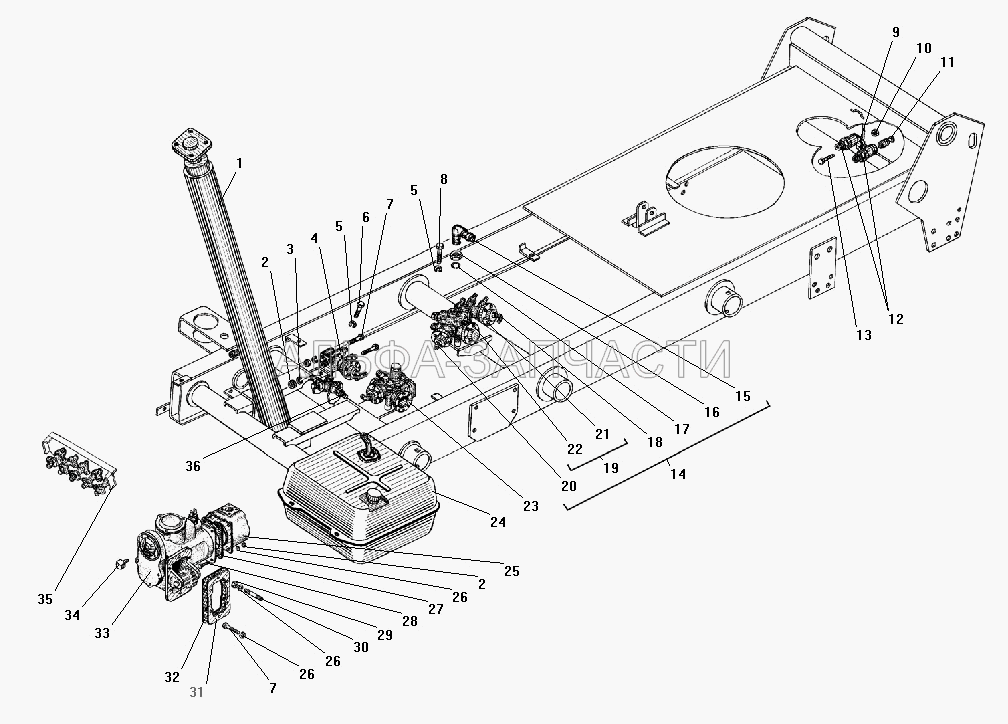 Агрегаты самосвальной установки (339520-П29 Угольник М10х1 К1/8