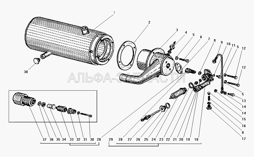 Котел предпускового подогревателя (ПЖД600-1015616 Фильтр) 