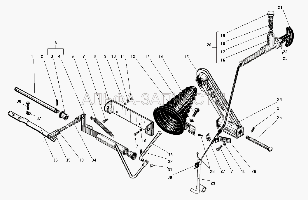 Привод акселератора (201418-П29 Болт М6-6gх16) 