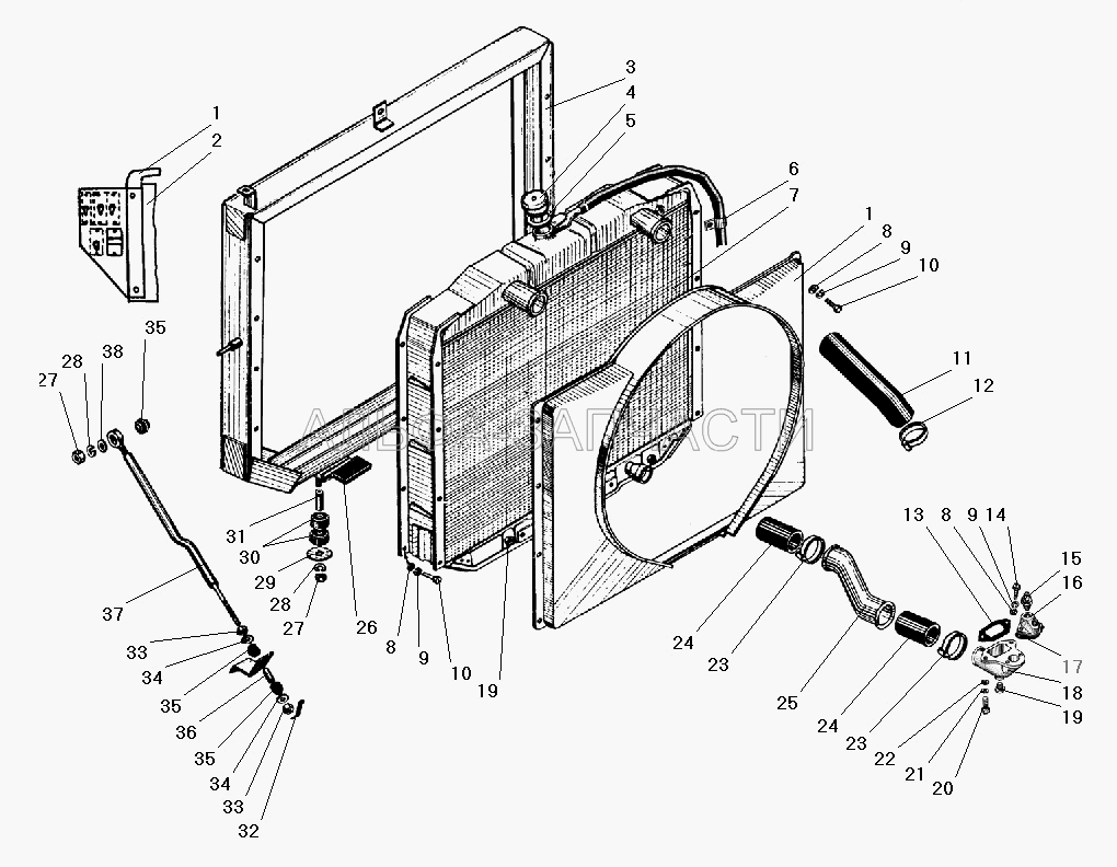 Радиатор системы охлаждения (252005-П29 Шайба 8) 
