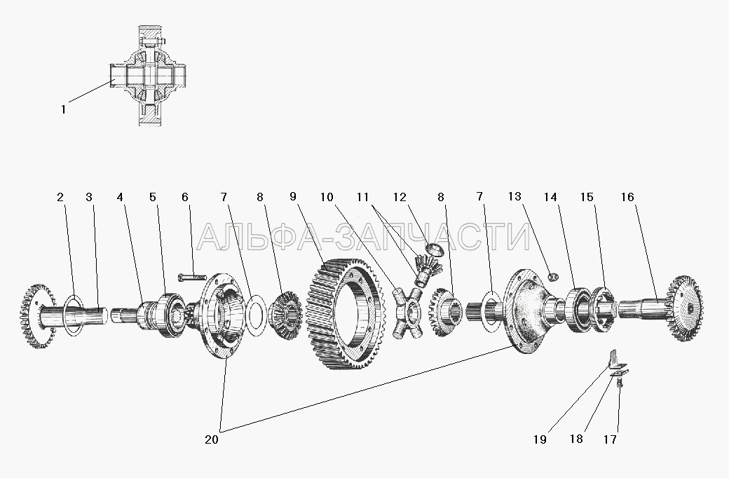 Дифференциал и полуось среднего и заднего моста (4320-2409022 Муфта) 