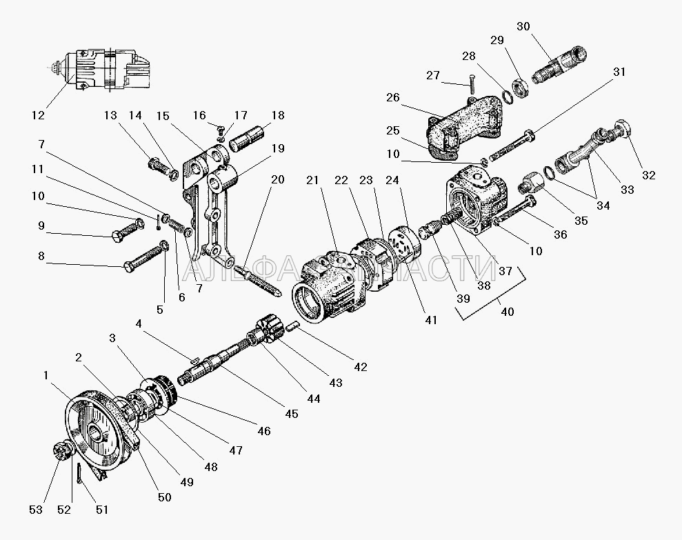 Насос гидроусилителя руля (200323-П29 Болт М10-6gх70) 