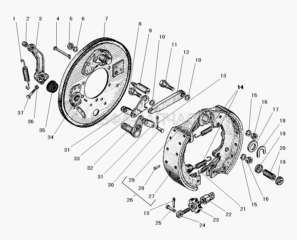 Стояночный тормоз (252137-П2 Шайба 12 пружинная) 