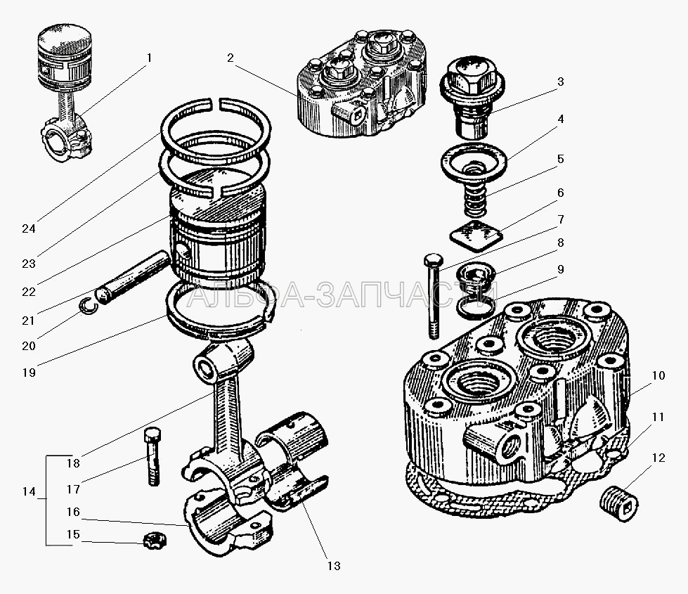 Головка и поршень компрессора (130-3509050 Клапан нагнетательный) 