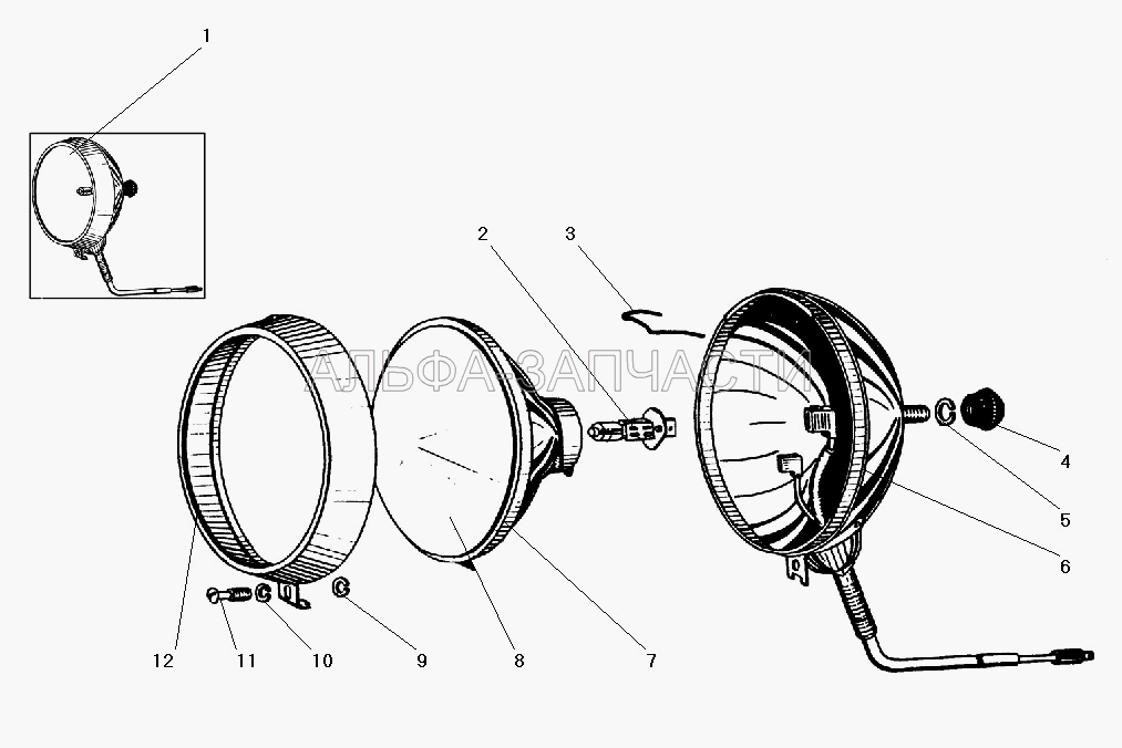 Фара-прожектор (252154-П2 Шайба 6 пружинная) 