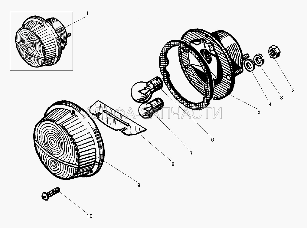 Фонарь передний (А24-21-3 Лампа автомобильная) 