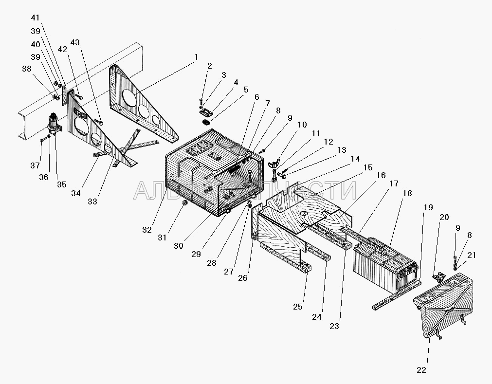 Установка аккумуляторных батарей (250508-П29 Гайка М6-6Н) 